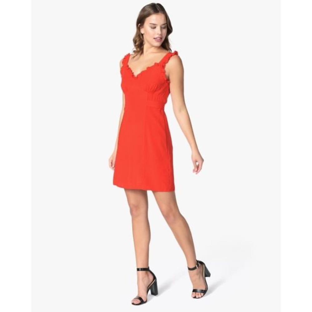 Line & Dot Karla ruffle dress in tangerine orange / red